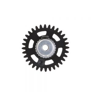 2mm PLASTIC GEAR WITH ALUMINIUM HUB - 32 TEETH Ø 16mm - ANGLEWINDER 15°.