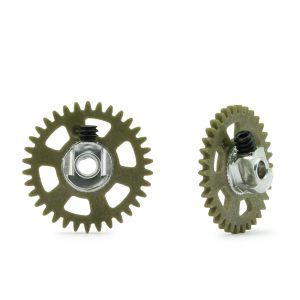 INGRANAGGIO IN PLASTICA 3/32 CON MOZZO IN ALLUMINIO – 34 DENTI Ø 17,5mm – MOZZO BILANCIATO