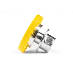 3/32 YELLOW PLASTIC GEAR 26 TEETH WITH ALUMINUM HUB - 0.50″ SCREW